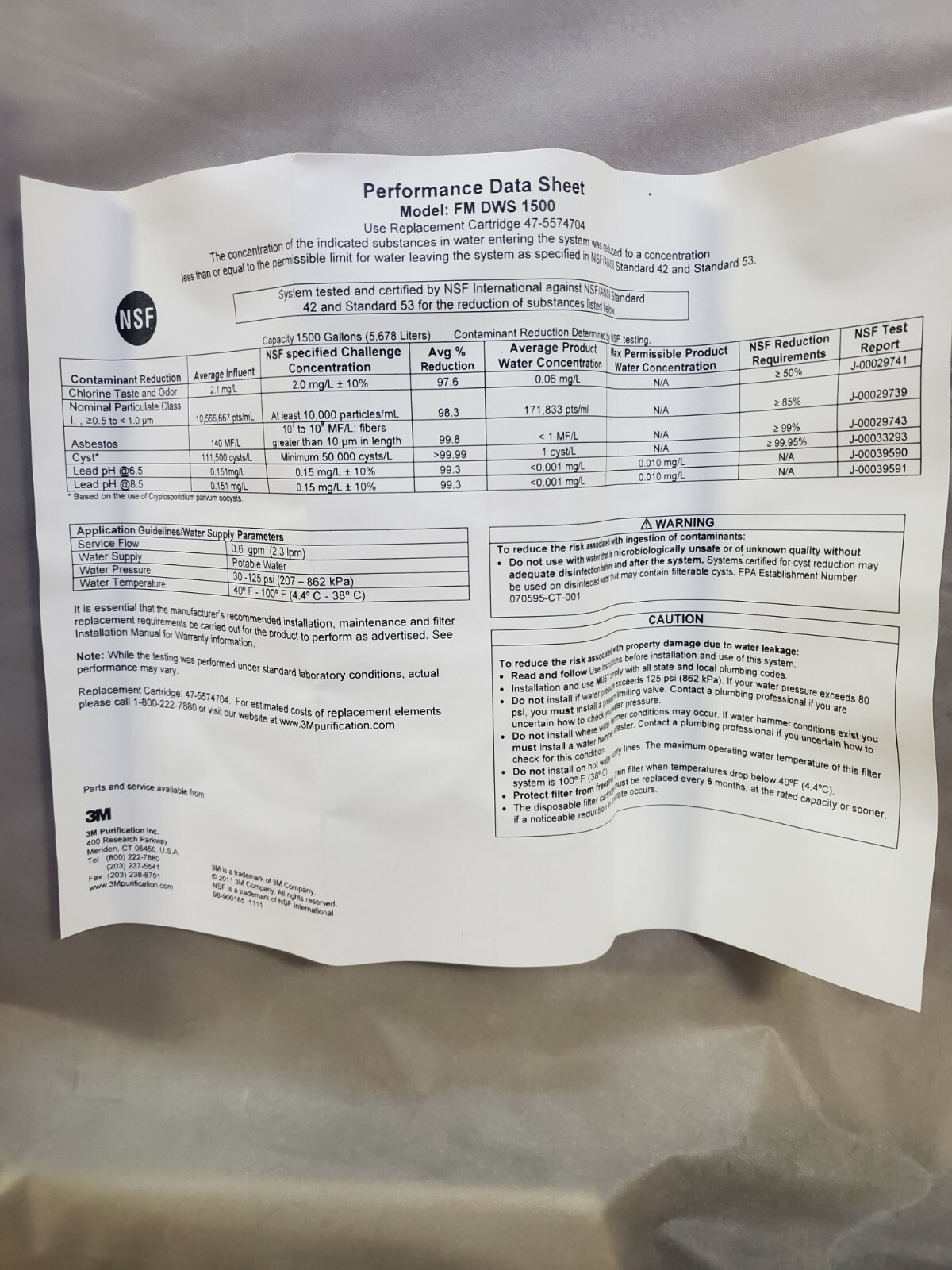 3M™ CUNO FaucetMATE® Water Factory Systems® FM DWS 1500 Drinking Water Kit – NEW