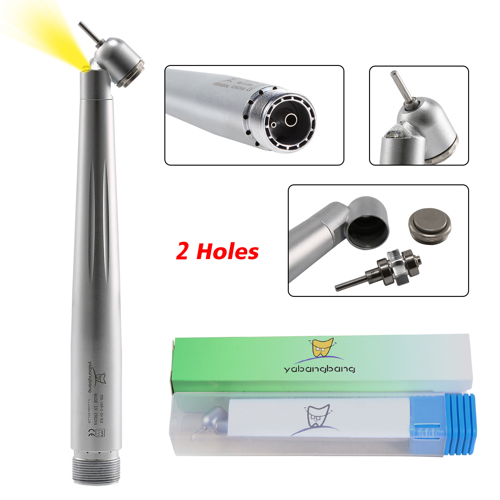 1-10 Pieza de Mano Dental de Fibra Óptica Estilo NSK Turbina 45° LED 2 Agujeros