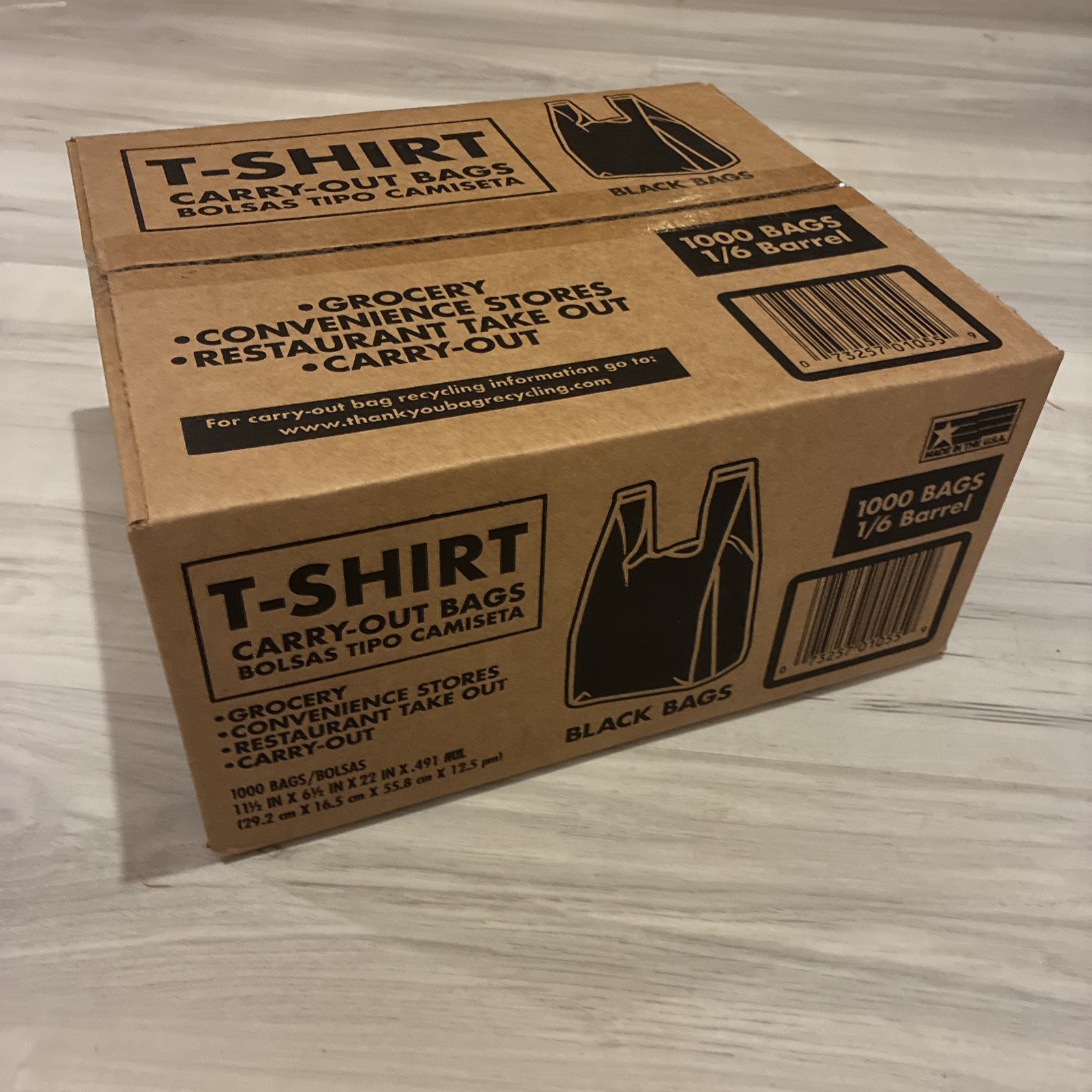 Black T-Shirt Carryout Bags, 11.5″ x 6.5″ x 22″ (1,000 ct.)
