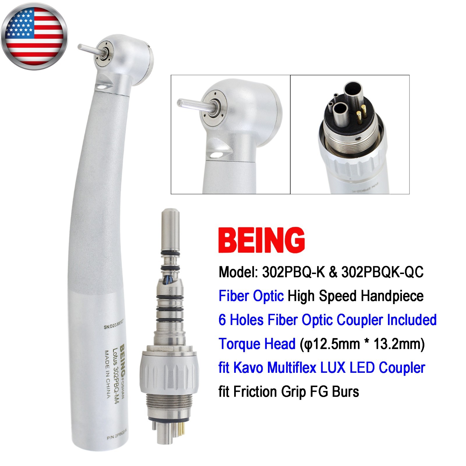 BEING High Speed Handpiece Fiber Optic Surgical 45° Angle KaVo Multiflex Coupler