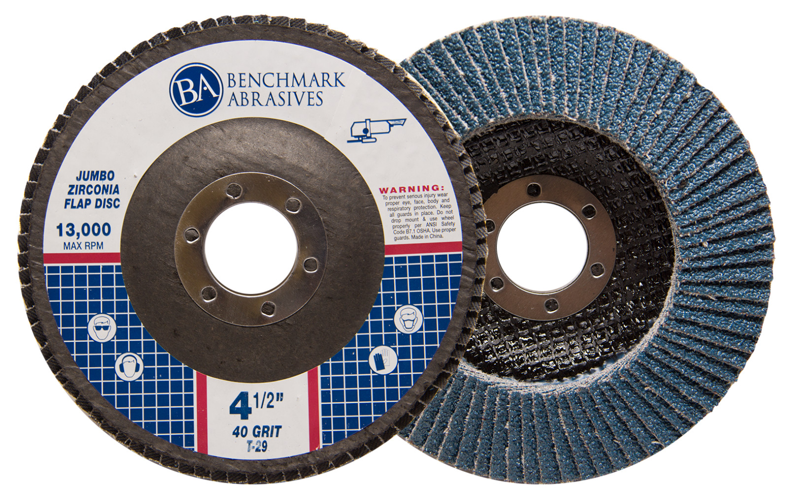 10 Pack 4.5” x 7/8″ Jumbo 40 Grit Zirconia Flap Disc Grinding Wheels T29