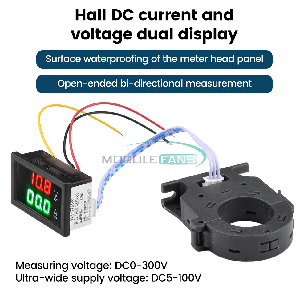 DC0-300V 50/100/200/400A Isolated Current Voltage Meter Hall Ammeter Voltmeter