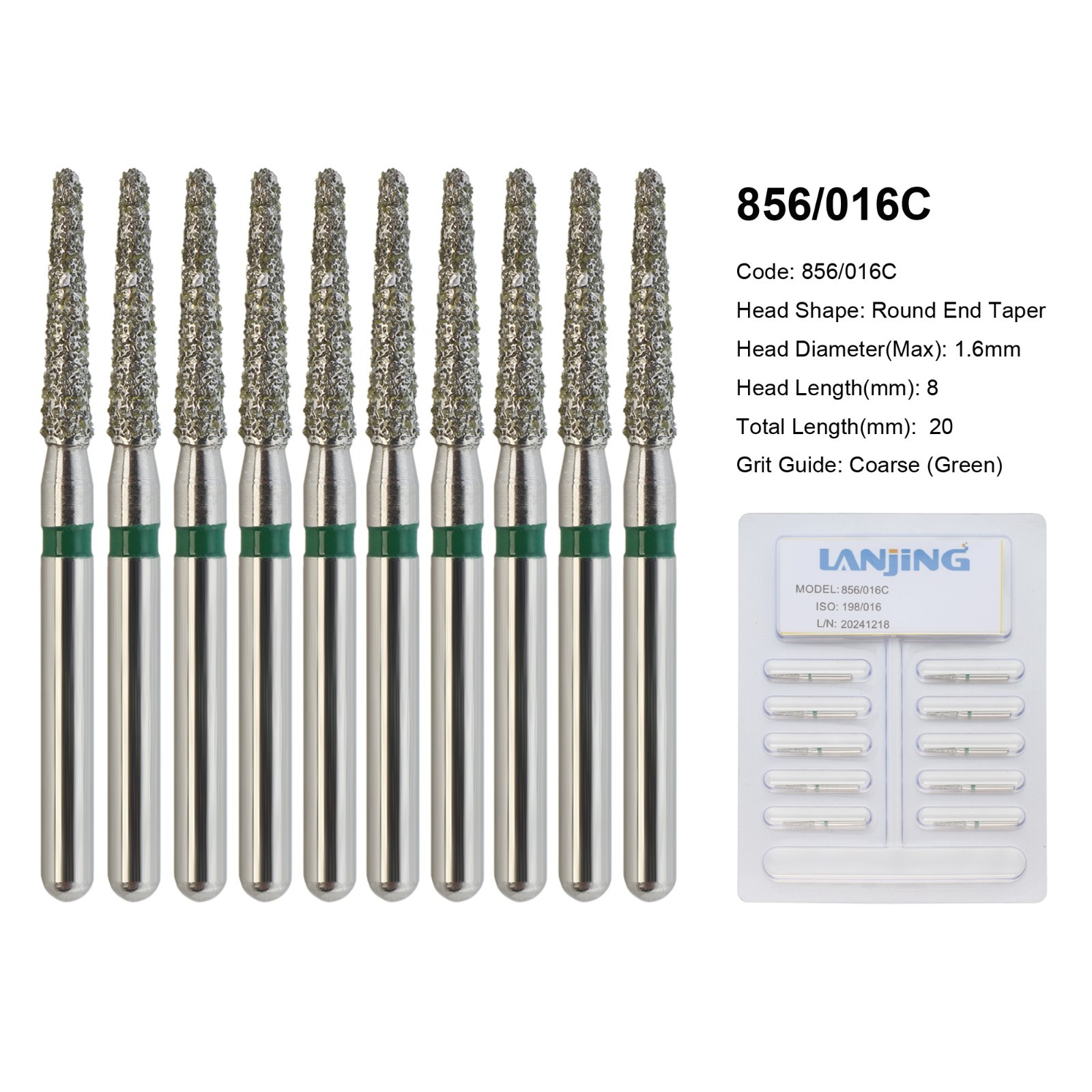 Dental Diamond Burs FG Round End Taper Super Coarse Fine Grit High Speed 856 850
