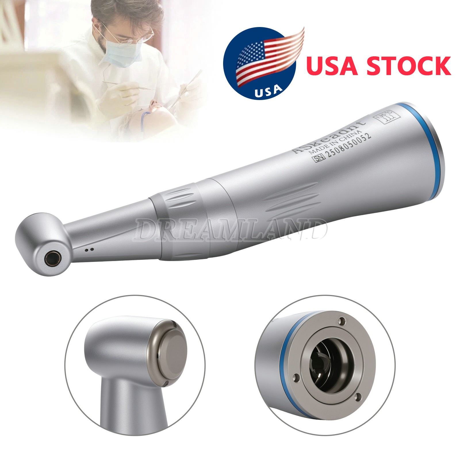 ASkeadnt Low Speed Handpiece 1:1 Inner Channel Contra Angle Max40, 000rpm