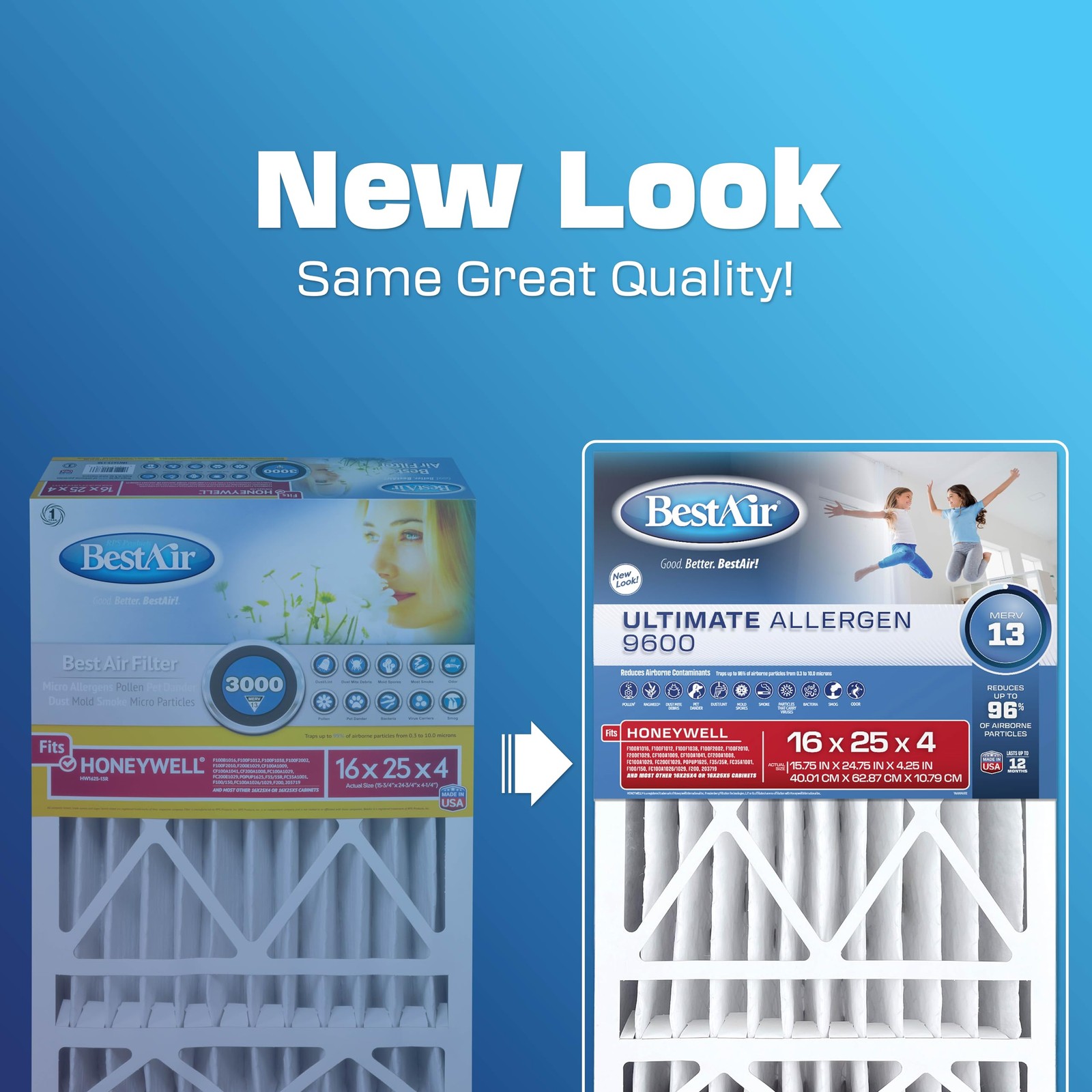 Bestair Hw1625-13R Ac Furnace Air Filter 16 X 25 X 4 Merv 13 Removes Allergens
