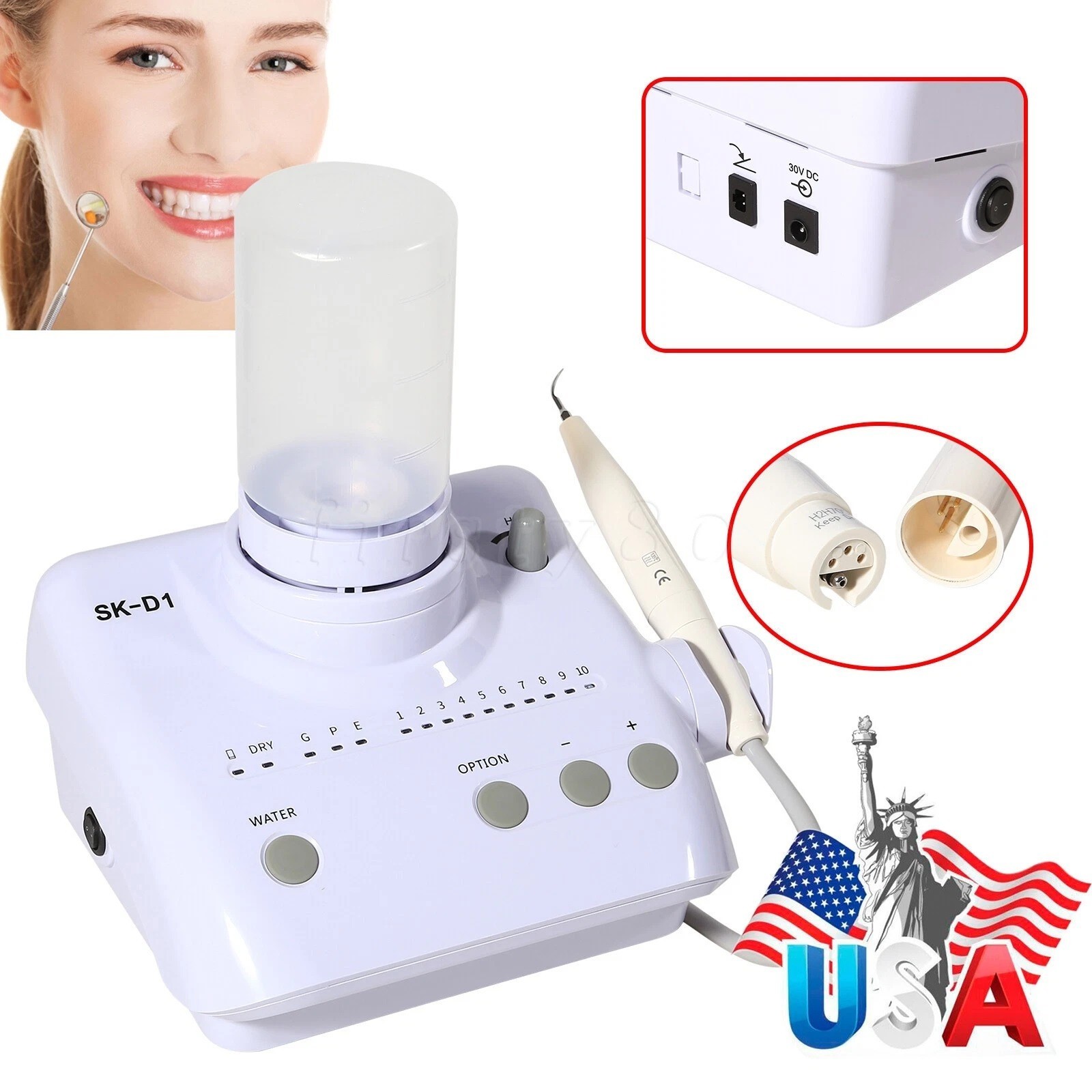 Dental Ultrasonic Scaler SK-D1 with Auto Water Supply & Detachable Handpiece USA
