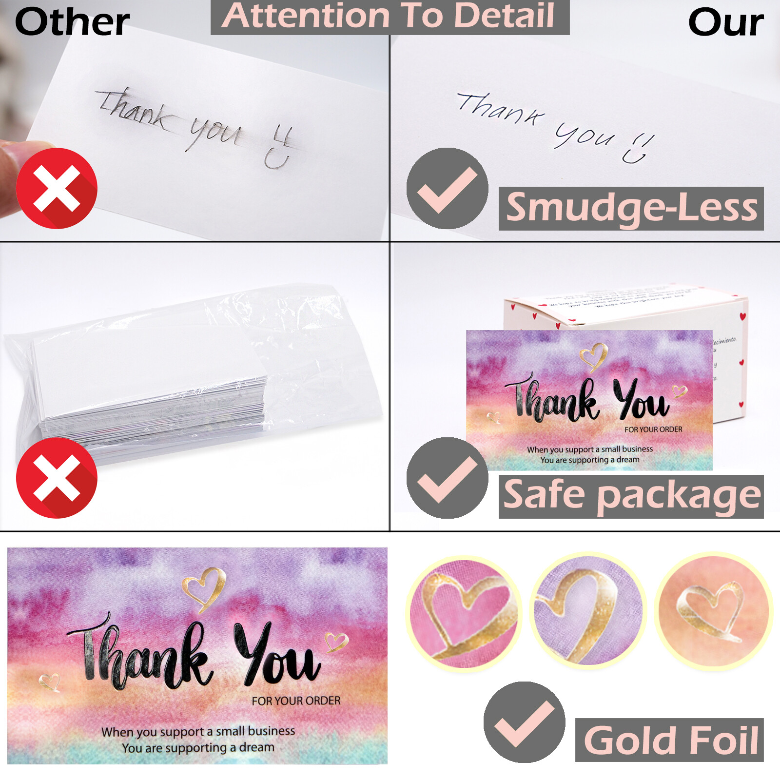 Thank You Cards Small Business (3.5 x 2 Inches – 100 pcs, 300GSM) by Modern 5th