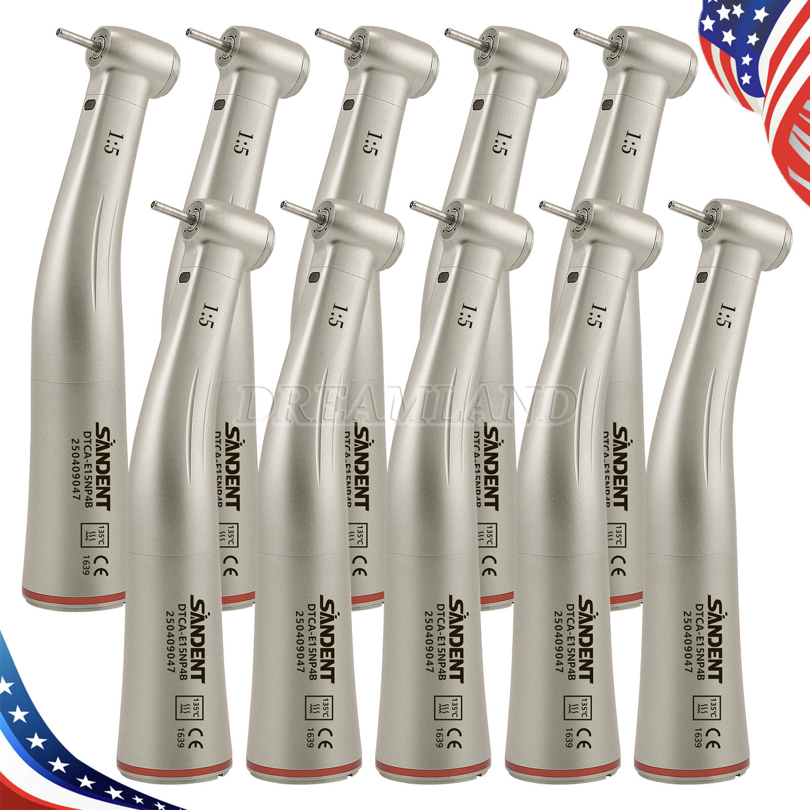 Dental 1:5 LED Low Speed Handpiece Fiber Optic Internal 4 Spray E-Type DTA