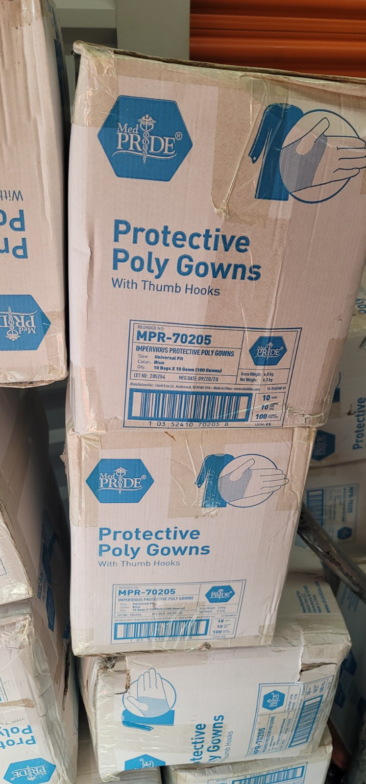 100ct. Impervious Protective Poly Gown W/Thumb Hook Level 3 Medical Dental PPE