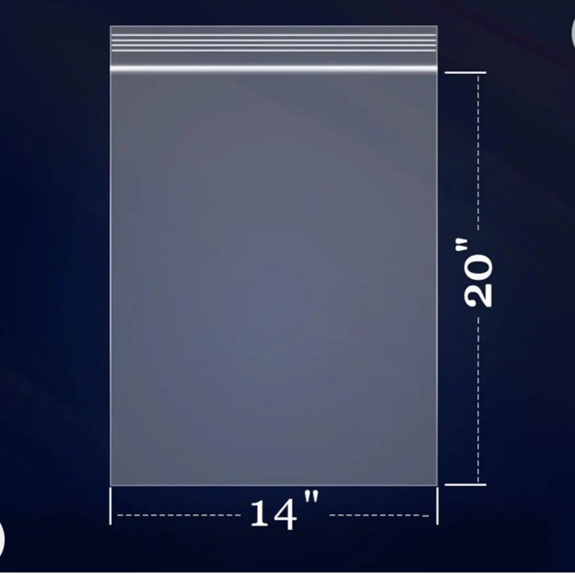 50 Pcs 14″ × 20″ Large Reclosable Plastic Zip Bags For Storage ; And Clothing
