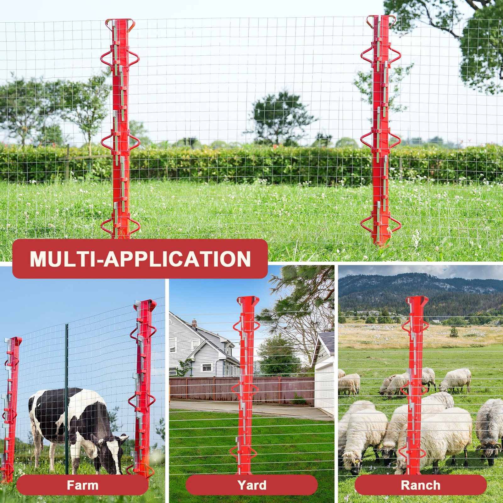 4ft Woven Wire Fence Stretcher Bar with 5 Wedges, HeavyDuty Carbon Steel Fenc…