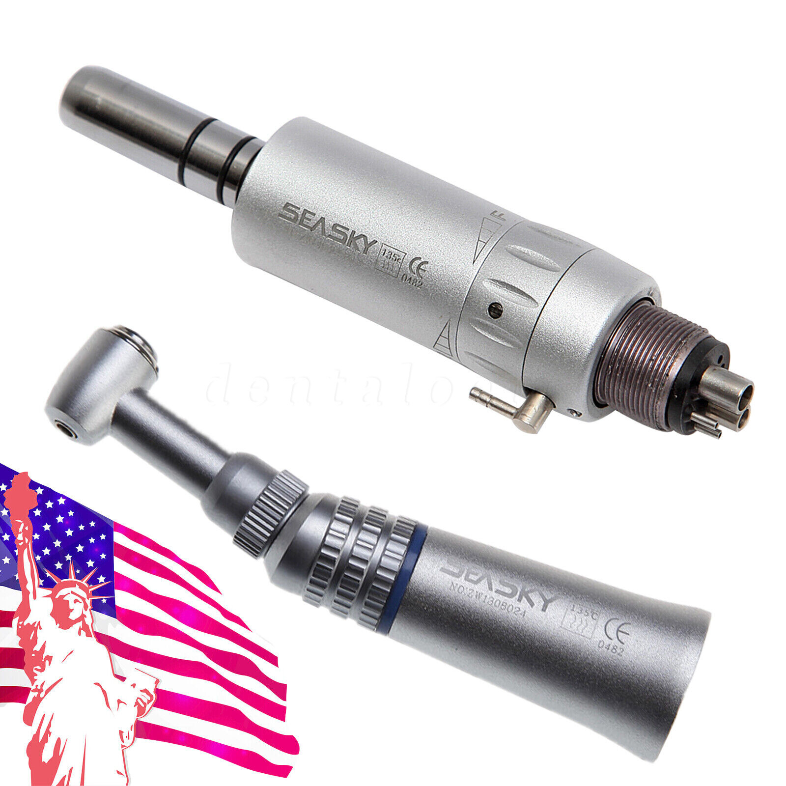 Dental Slow Speed Handpiece Push Button Contra Angle Air Motor E-type