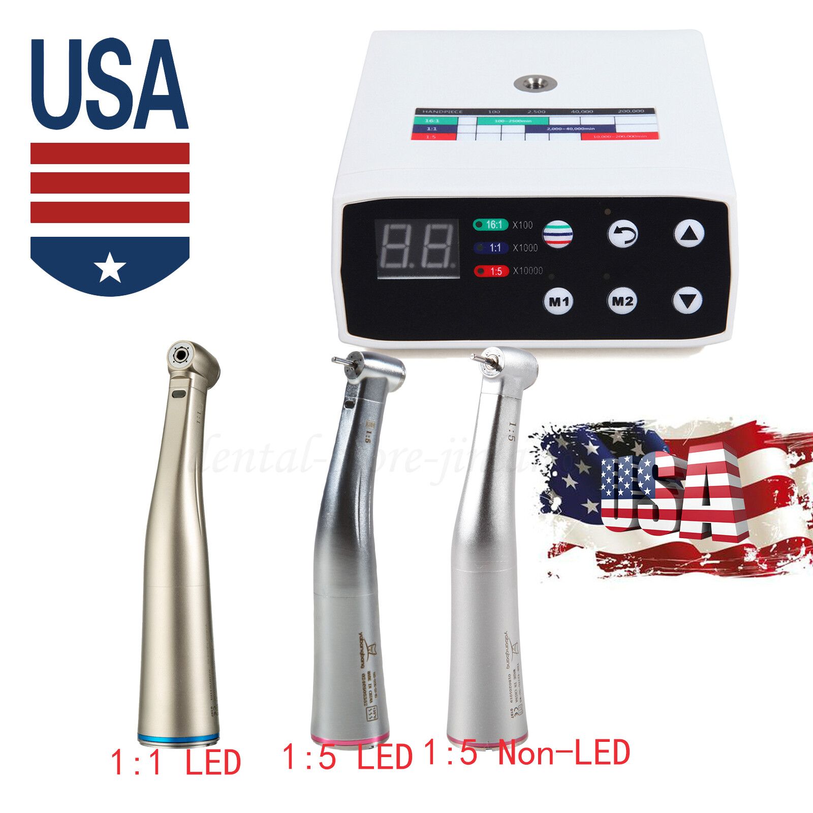NSK Style Dental Brushless LED Electric Micro Motor/1:5 Increasing Handpiece UPS