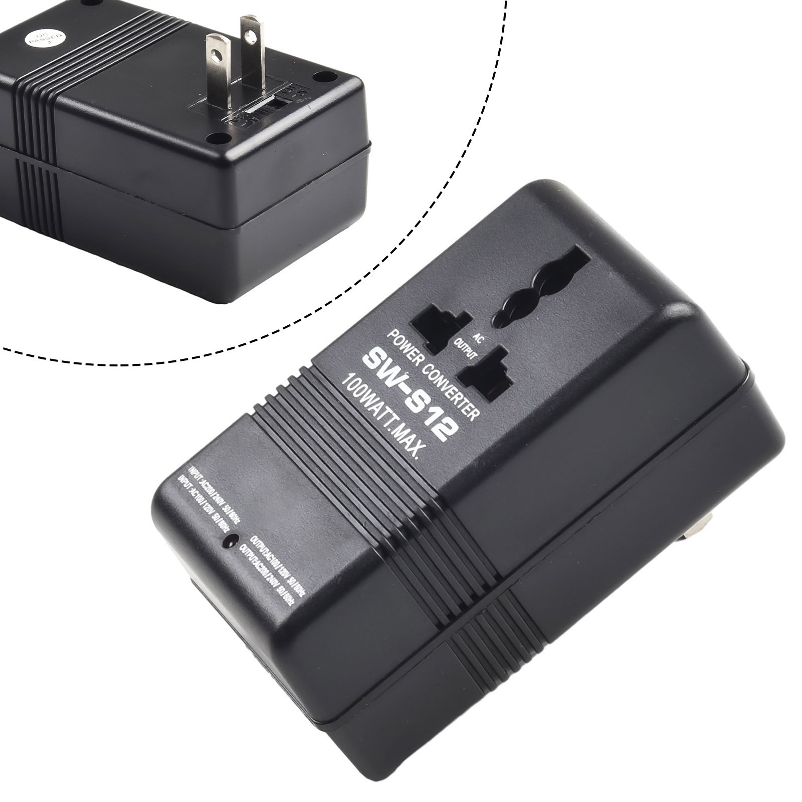 100W Portable Voltage Converter Transformer 110V 120V to 220V 240V or Reverse