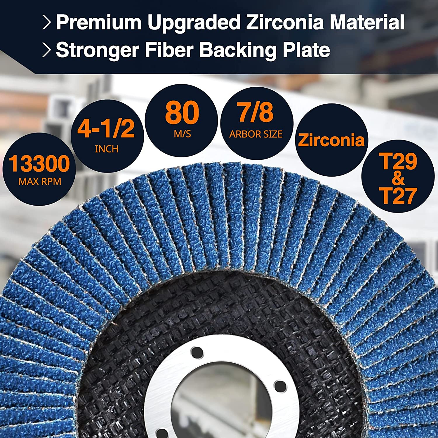 24-Pack Flap Discs, 4-1/2″ X 7/8″, Zirconia Grinding Wheel, 40/60/80/120 Grit