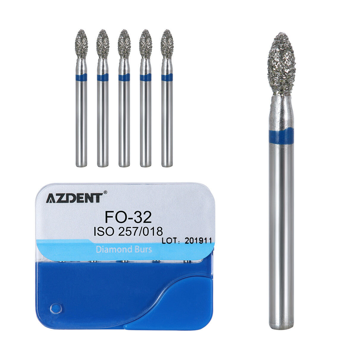 100piezas 20tipos Fresas de diamante medianas dentales FG 1.6 mm Bur BR/TR/TF/EX