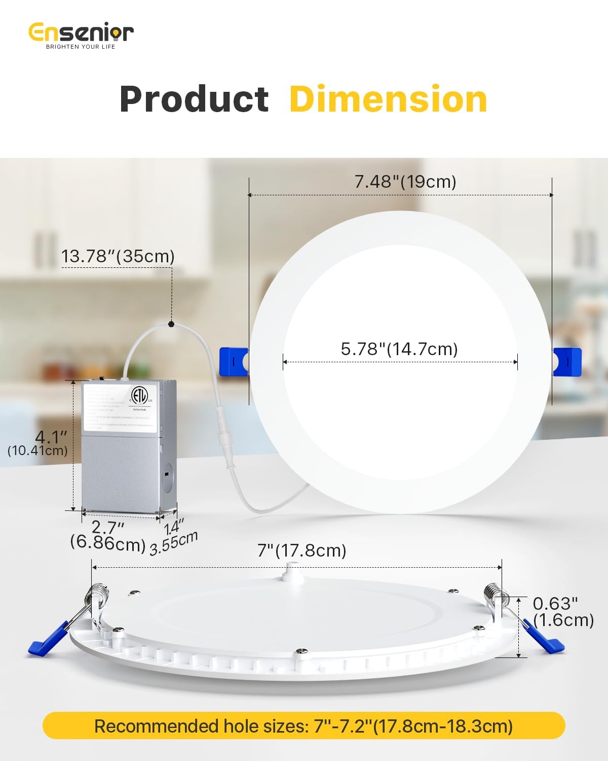 Ensenior 6 Pack 7 6 | 7 Inch, 5000k/4000k/3500k/3000k/2700k – 5cct white