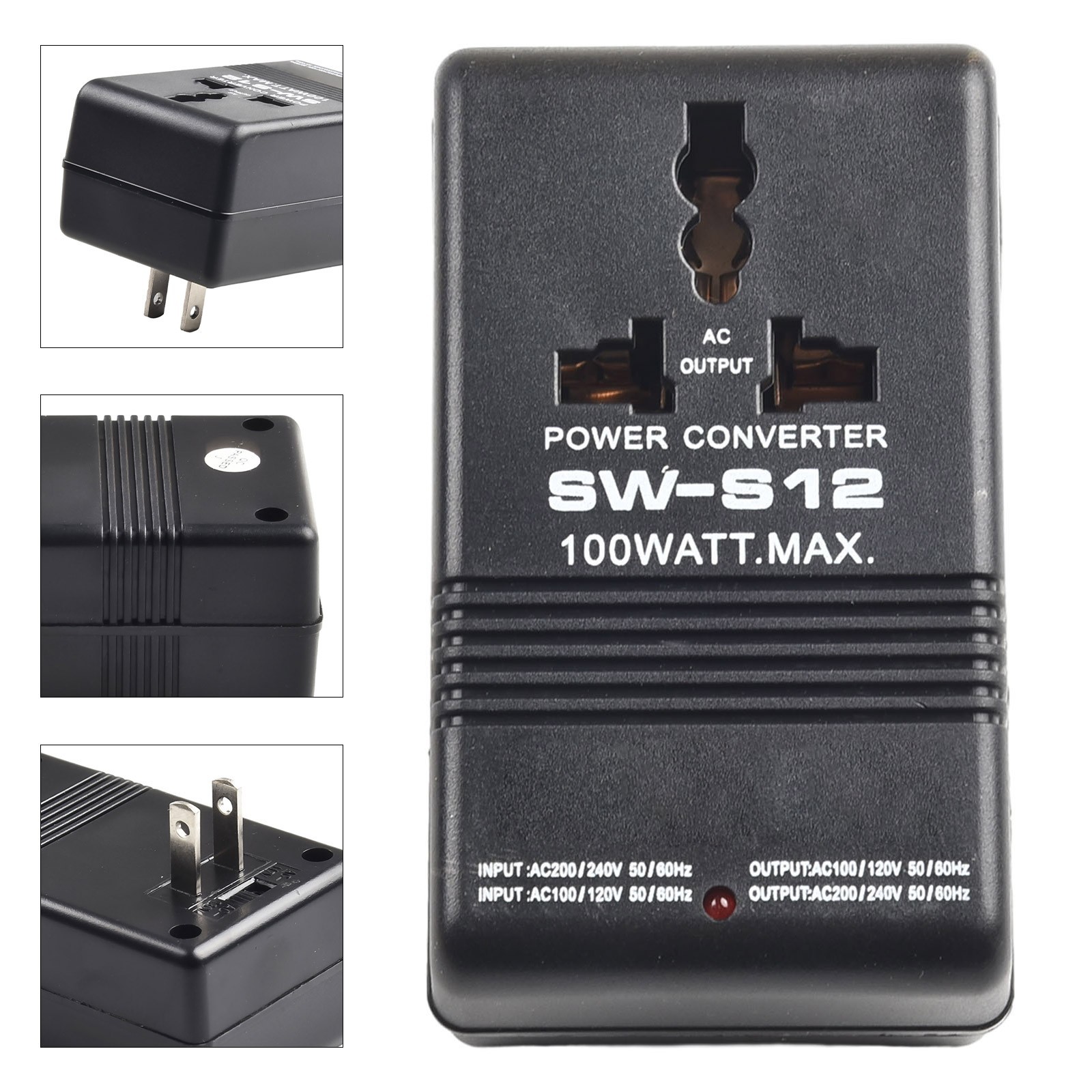 100W Portable Voltage Converter Transformer 110V 120V to 220V 240V or Reverse