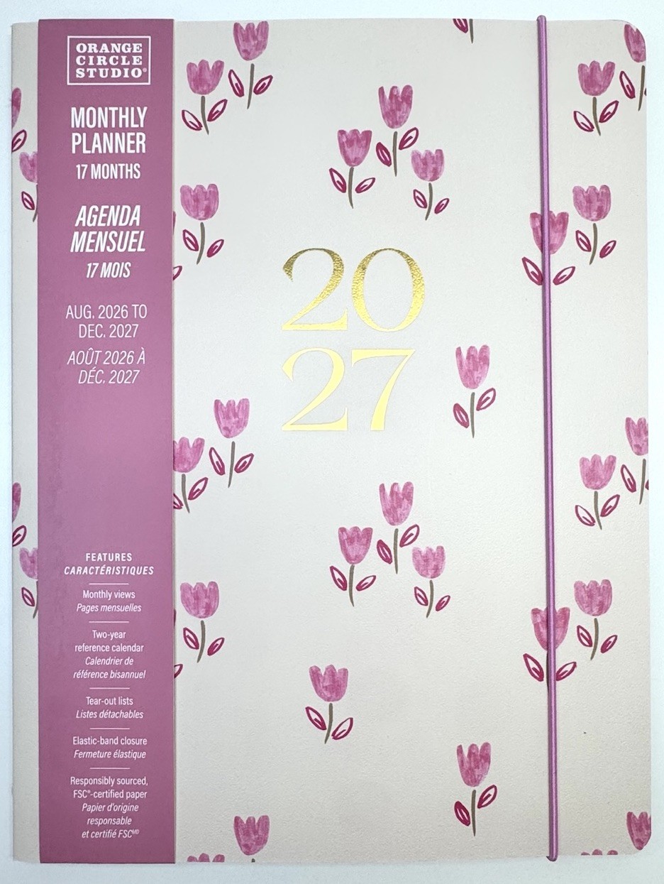 2027 Orange Circle Studio Monthly Planner 17 Months Pink FLORAL Tulips MEDIUM