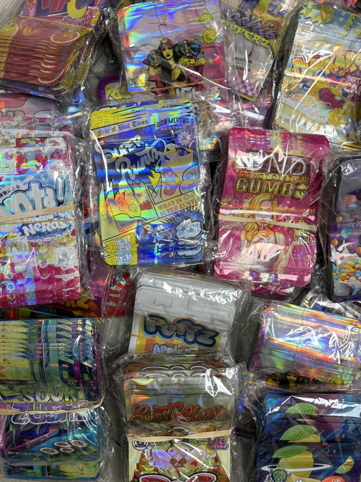 3.5g Mylar Bags ZA with Design Packs Smell Proof Packaging 50pk