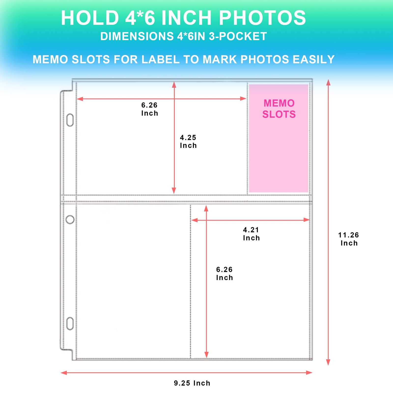 50 Pack 4 x 6 Photo Sleeves for 3 Ring Binder300 Pictures, HeavyDuty Archival…