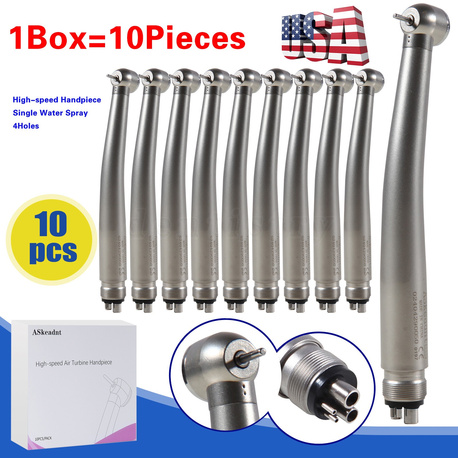 10 Askeadent NSK Style Dental High Speed Handpiece Push Button Standard Head 4H