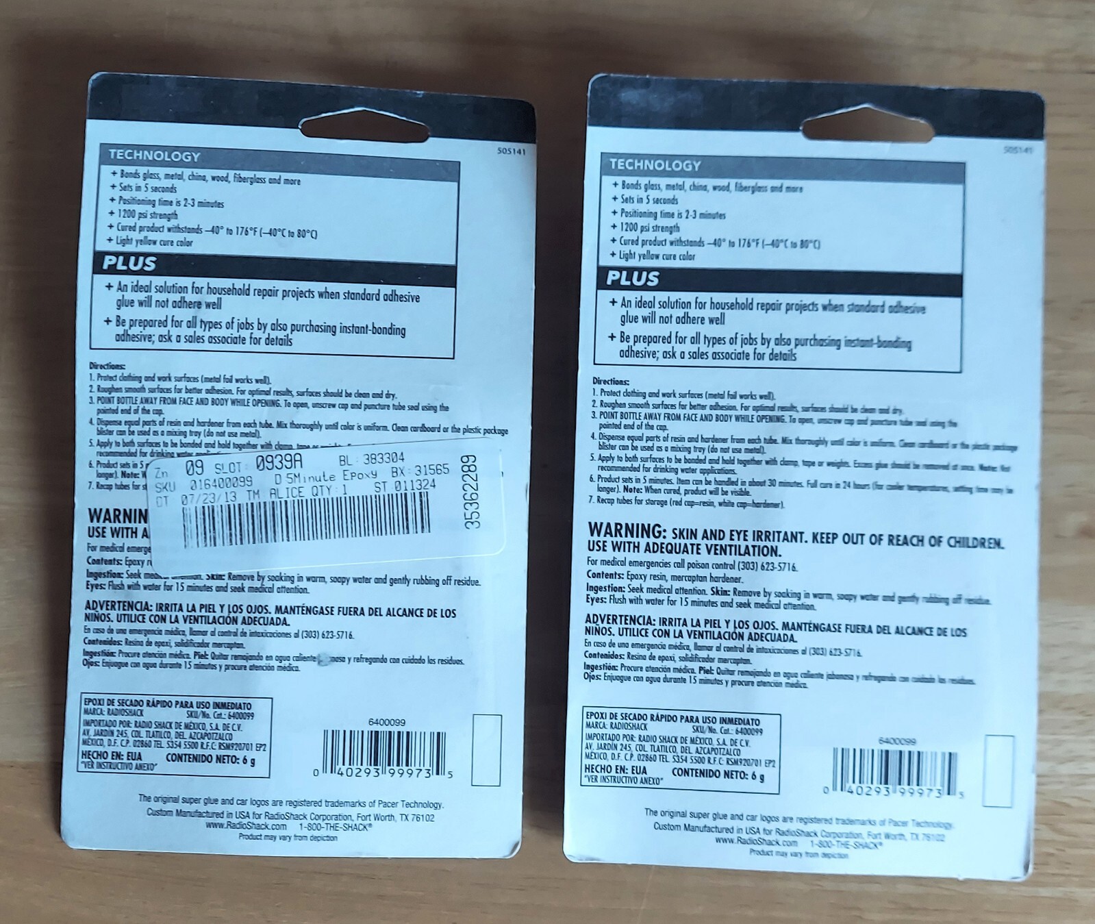 2X RadioShack 5-min Metal Glass Wood Epoxy All Purpose Bonding Super Glue .21 oz