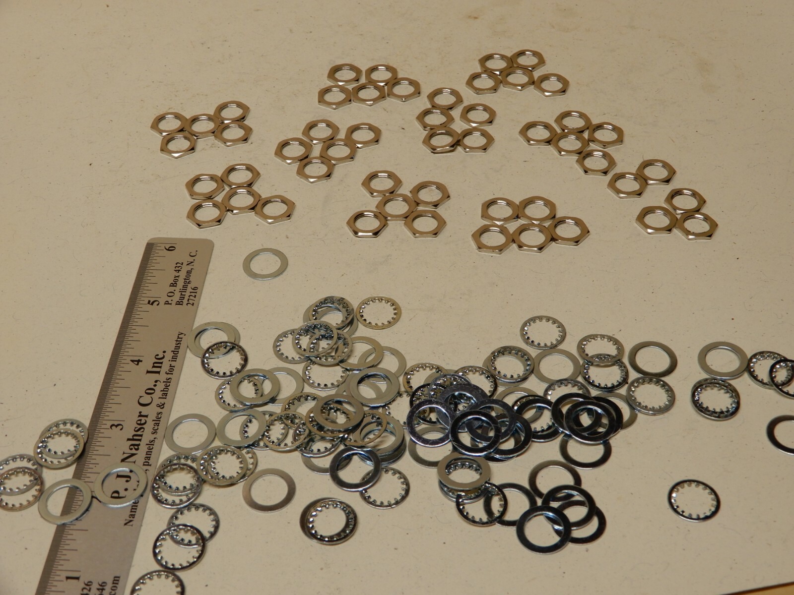 50 Sets of 1/4 Shaft Standard Potentiometer Hardware NOS Nut Washer Star Washer
