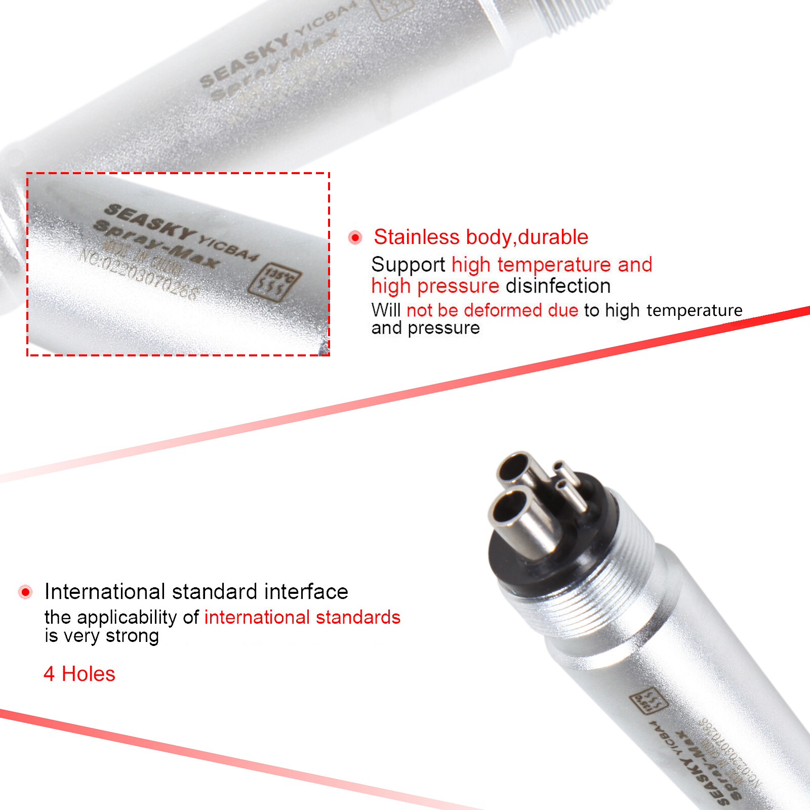 1PC Dental High Speed Handpiece Standard Wrench Key Type Air Turbine 4 Holes USA