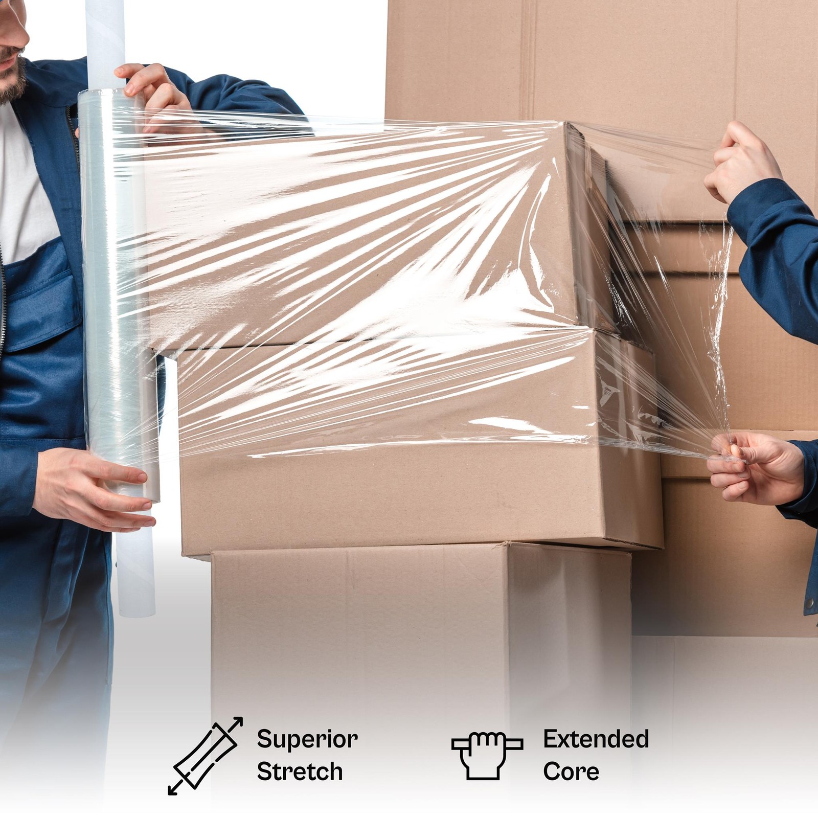 4 Rolls Pallet Wrap Stretch Shrink Film Pipe Wrap Clear 20″ x 1000′ 70 Gauge