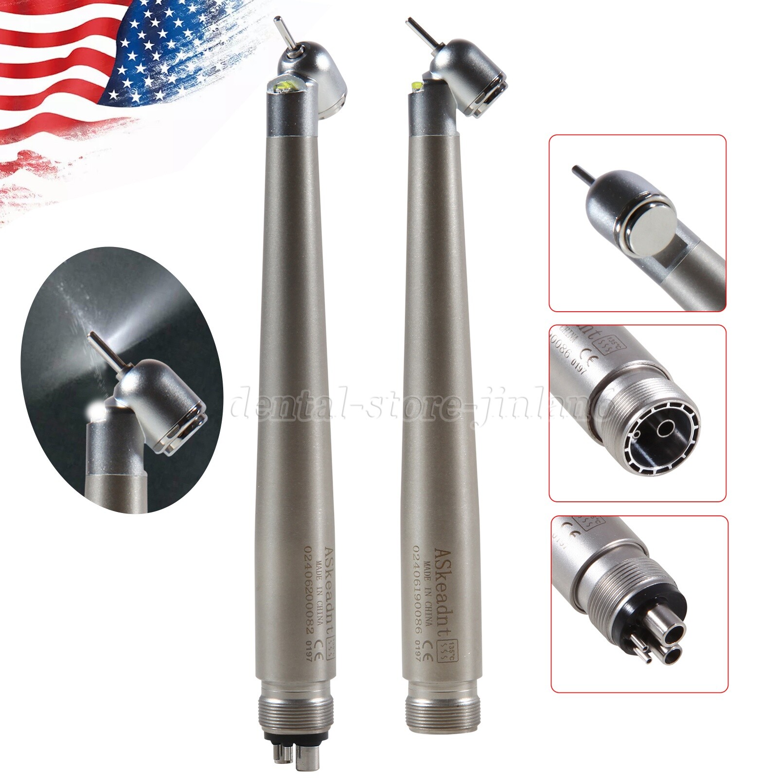 45° LED Light Dental PANA-MAX Push High Speed Handpiece Turbine 4/2H fo