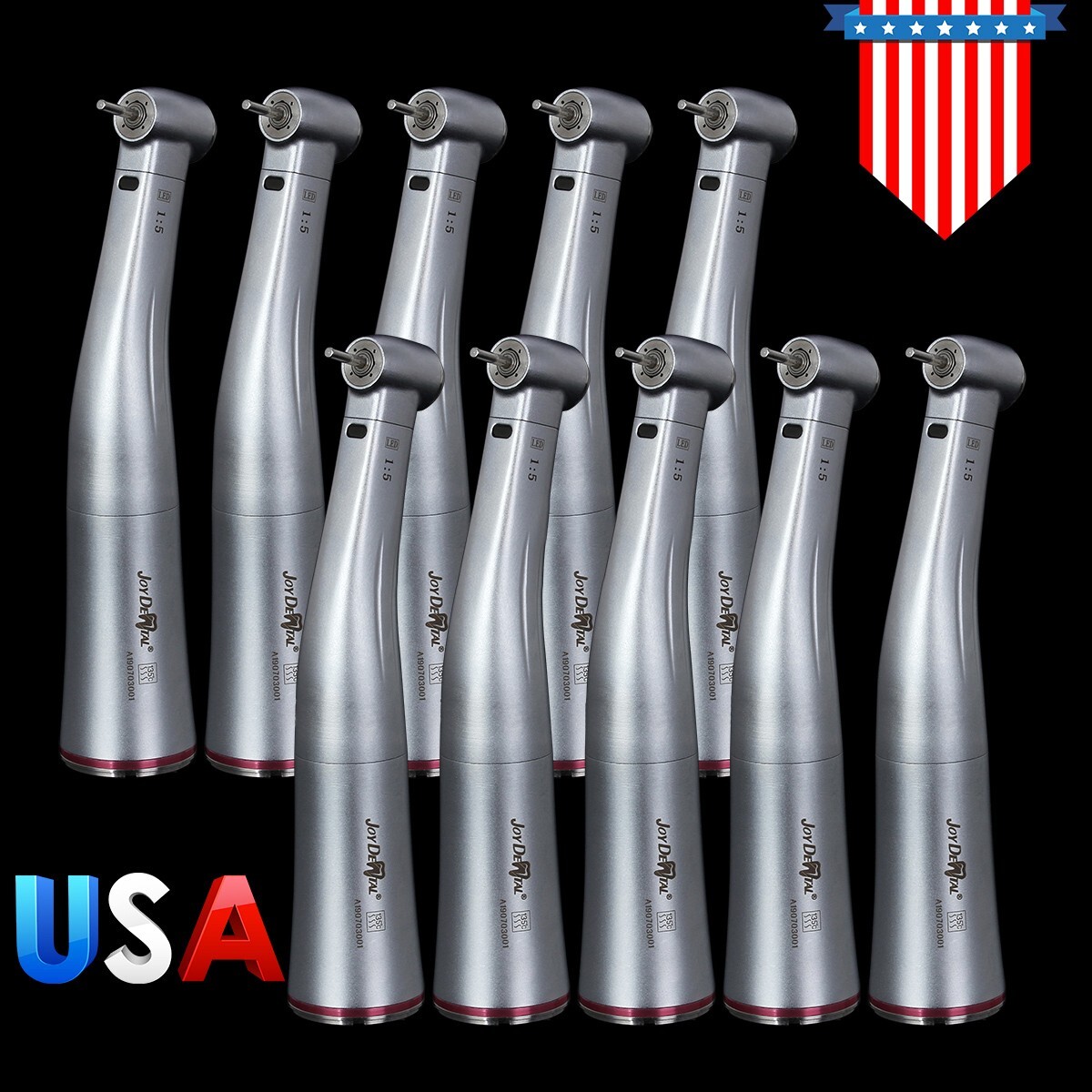 Dental 1:5 Increasing Contra Angle Fiber Optic Handpiece w/E-type Electric Motor