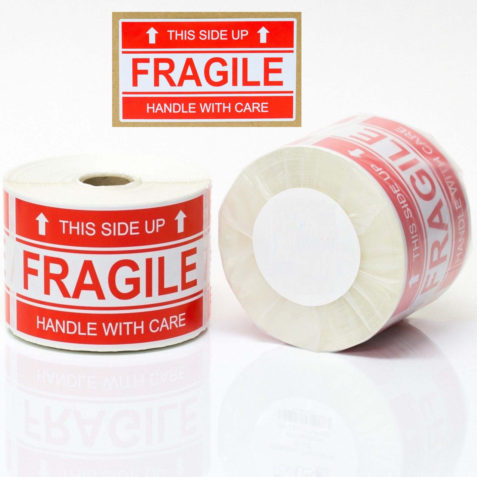 500 Per Roll 2×3 FRAGILE This Side Up Shipping Mailing Handle with Care Stickers