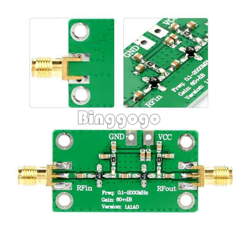 NEW 0.1~2GHZ 0.1-2000MHz Gain 60dB RF Broadband Amplifier Module LNA Board LNA