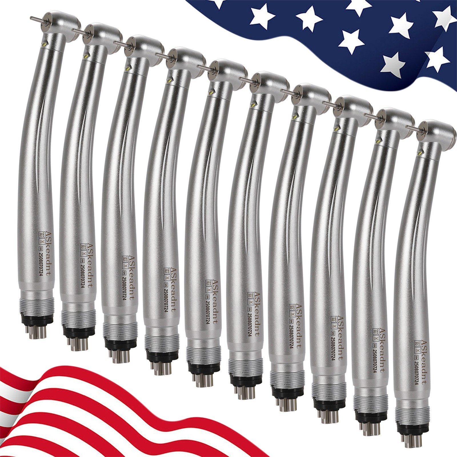 10*Dental PANA Max High Speed LED Handpieces NSK Type Internal Triple Spray Push