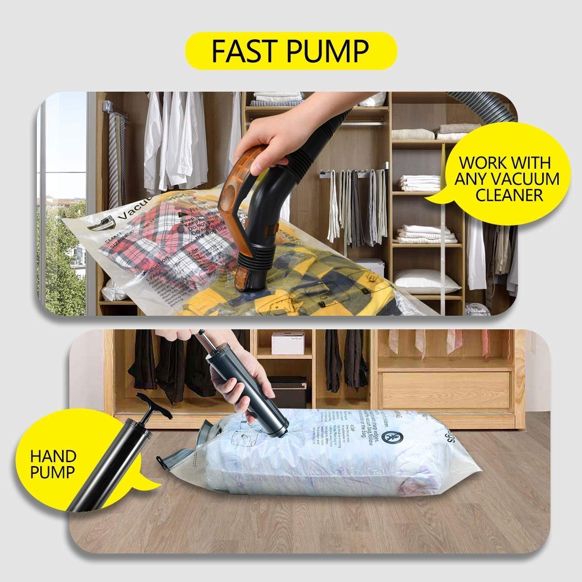Vacuum Storage Bags, Space Saver Seal Bags For Clothing, Travel Luggage,Blank…