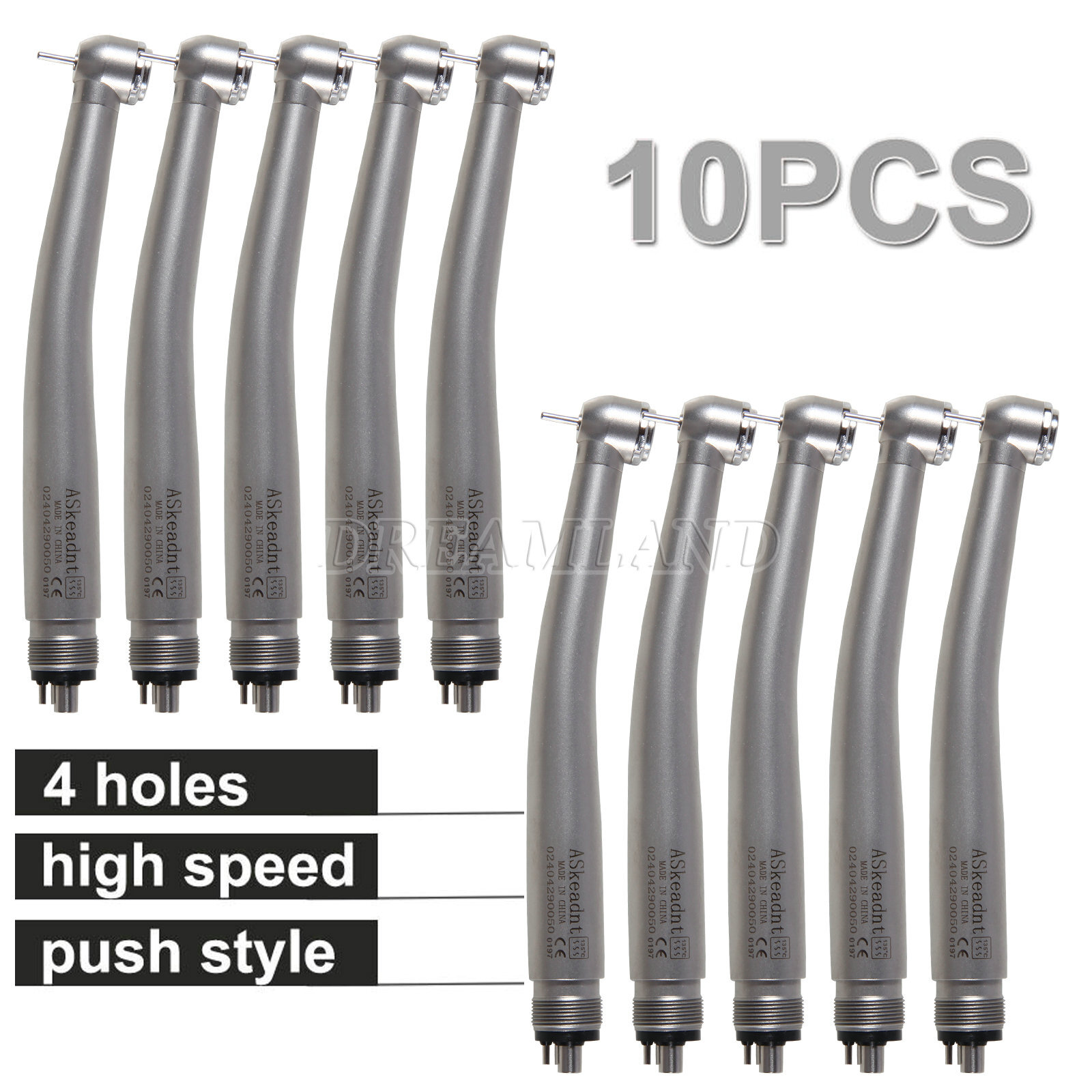 10pcs Dental High Speed Handpiece Standard Push Button Single Spray 4 Holes