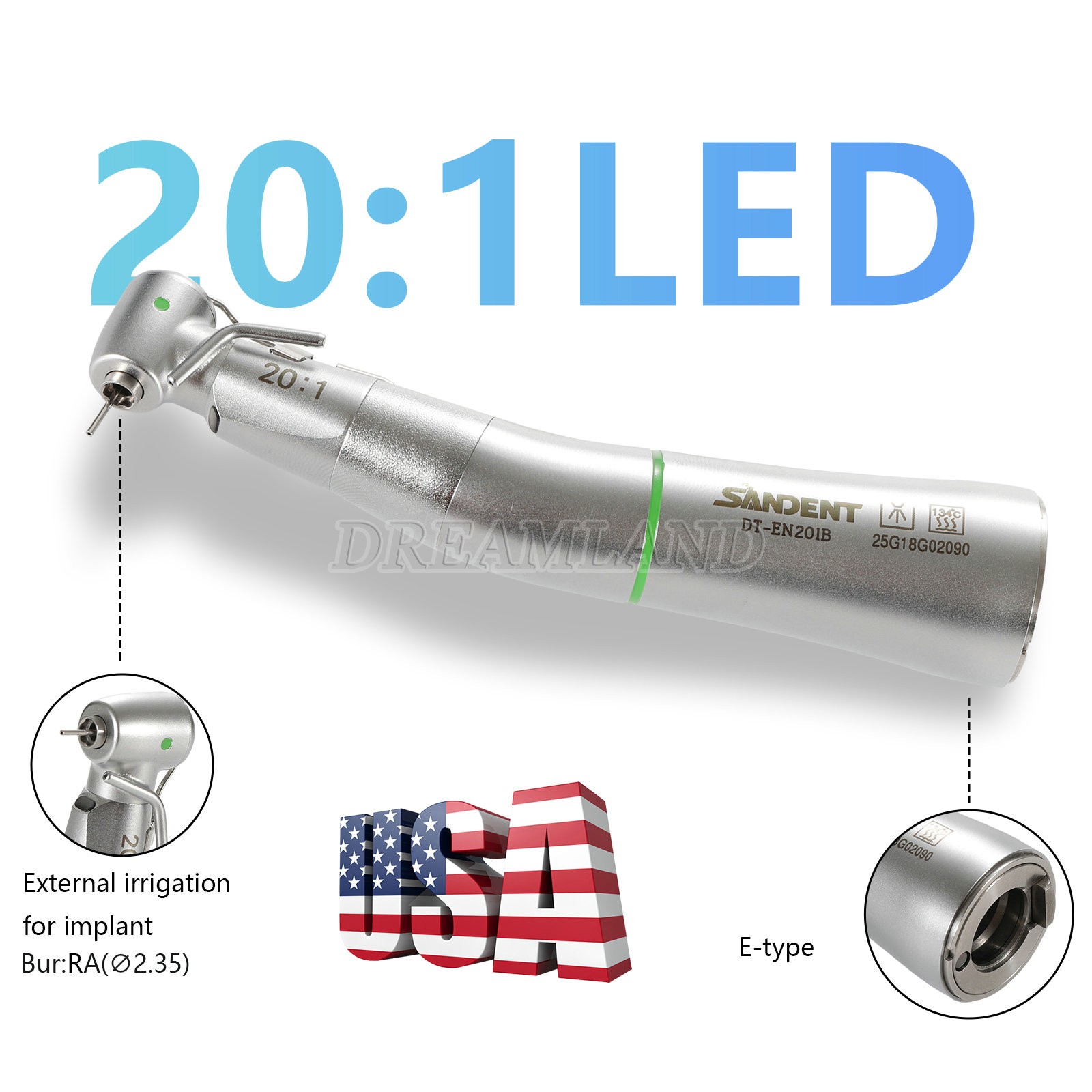 S201XL,Surgical 20:1,BRAND NEW ,1 YEAR WARRANTY, Dental Contra Angle Handpiece