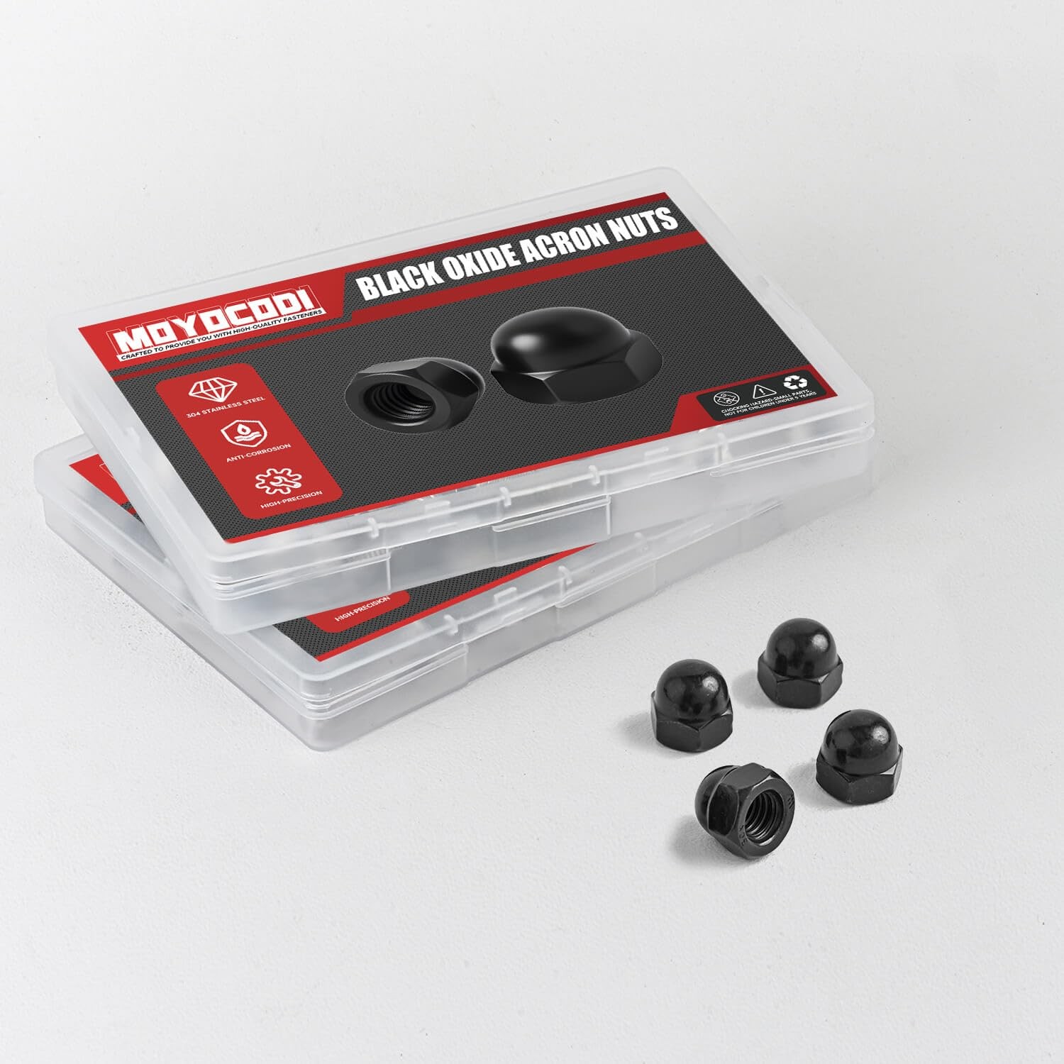 M6 50 Pack Hex Head Acorn Cap Nuts, Black Oxide 304 Stainless Steel 18-8 Hexa…