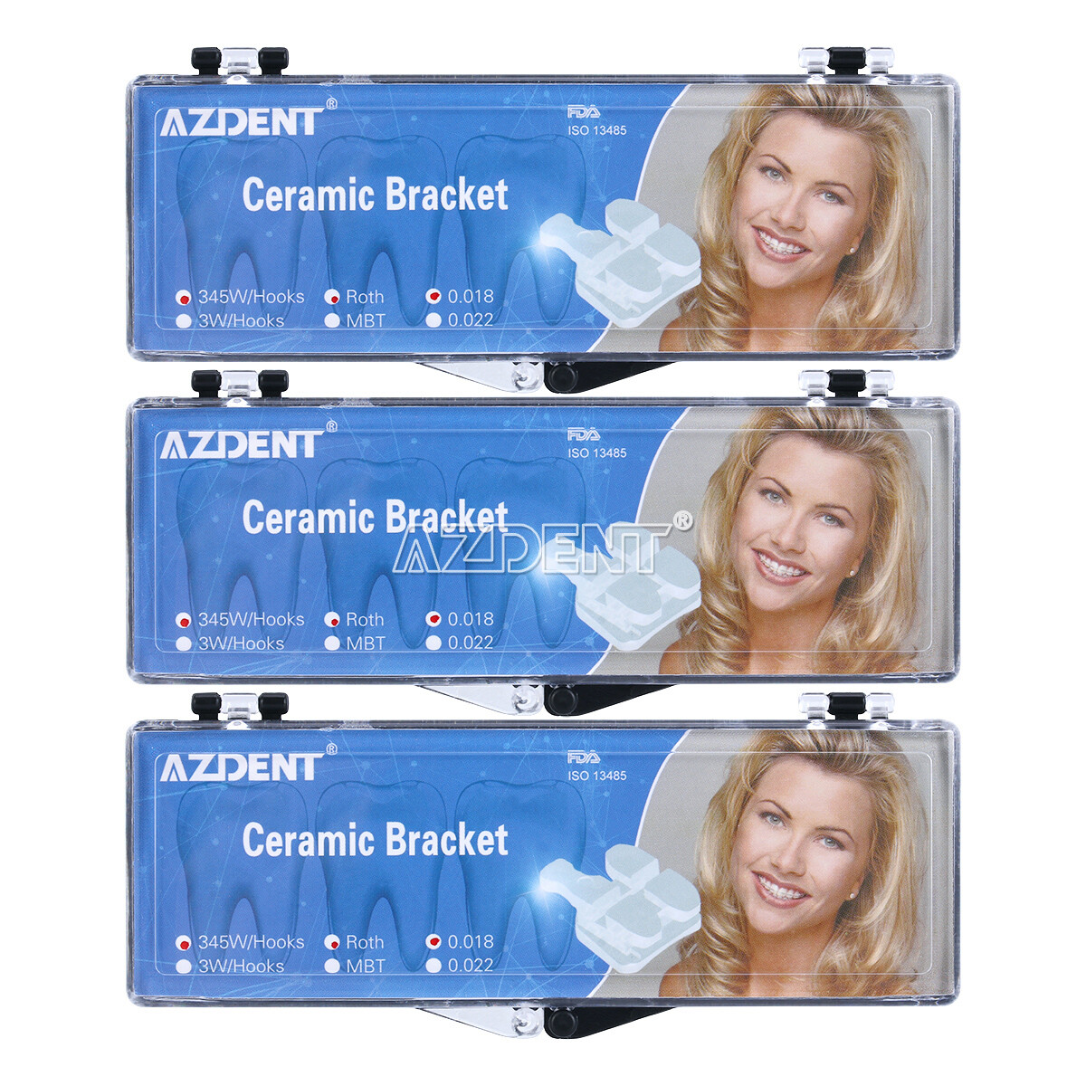 Dental Orthodontic Ceramic Brackets Braces Roth MBT 0.022/018 Hooks 3 4 5 AZDENT