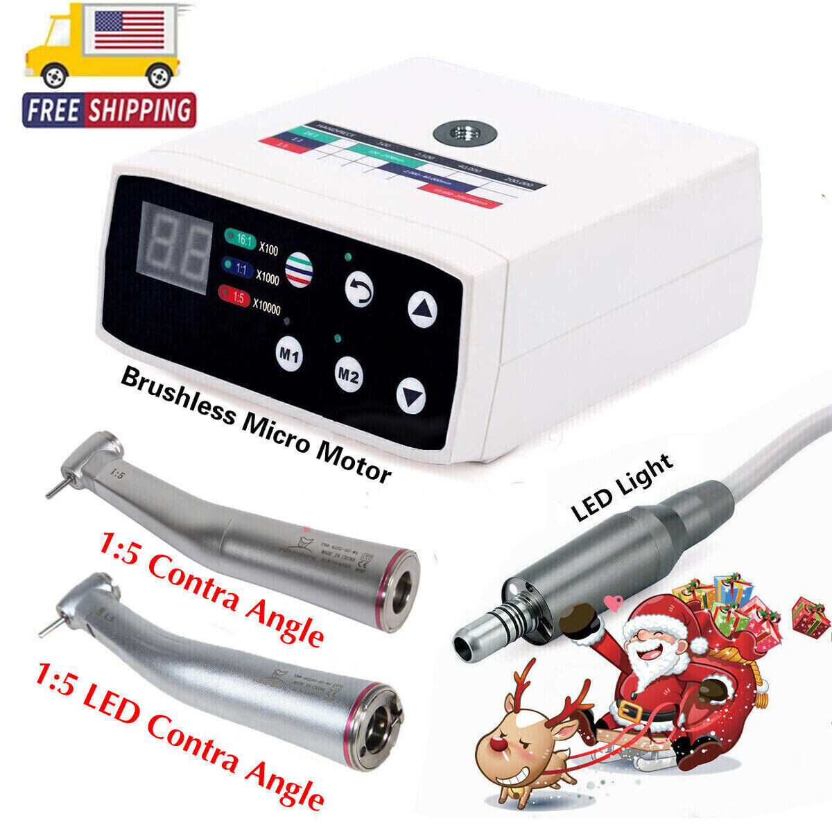 NSK Style Dental Brushless LED Electric Micro Motor/1:5 Increasing Handpiece