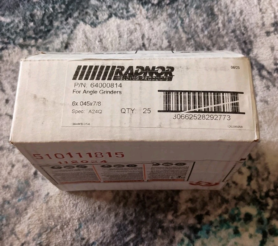(QTY 25) Radnor 64000814: Steel Metal Cut-Off Wheel 6 in x .045 in x 7/8 in