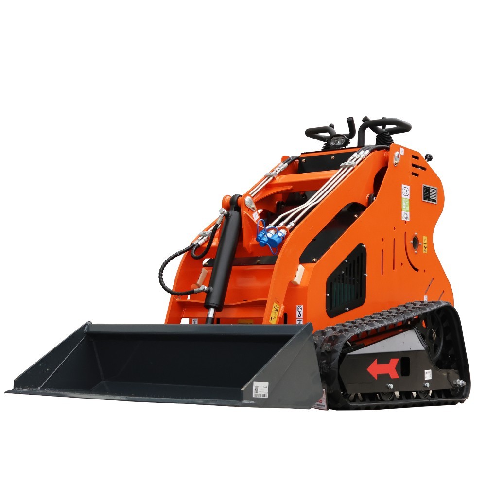 24HP Mini Skid Steer Tracked Loader 3-Pumps 2-Cylinder Gas Engine +3 Attachments