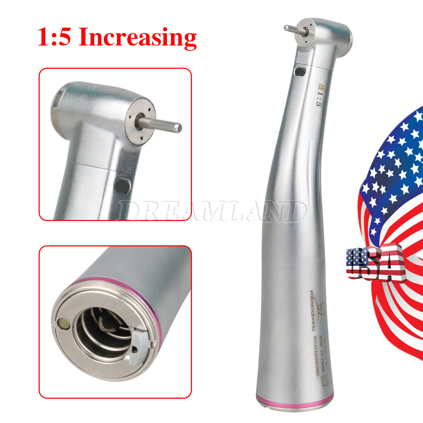 Dental Internal water spray 1:5 LED Optic Fiber Contra Angle Handpiece fit NSK R