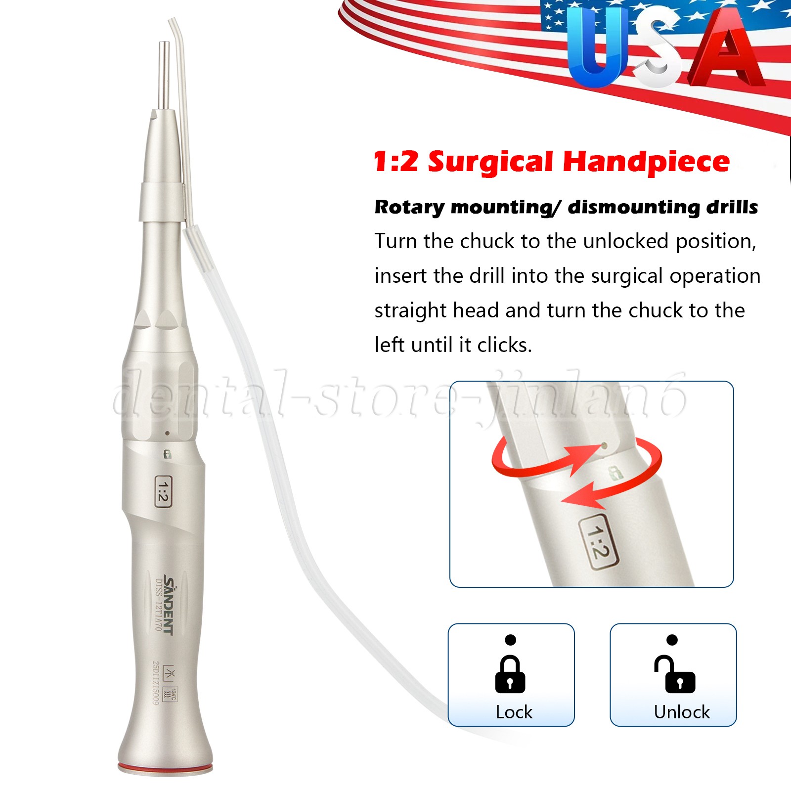 Dental 1:2 Increasing Surgical Osteotomy Handpiece Straight E-type HP Φ2.35mm