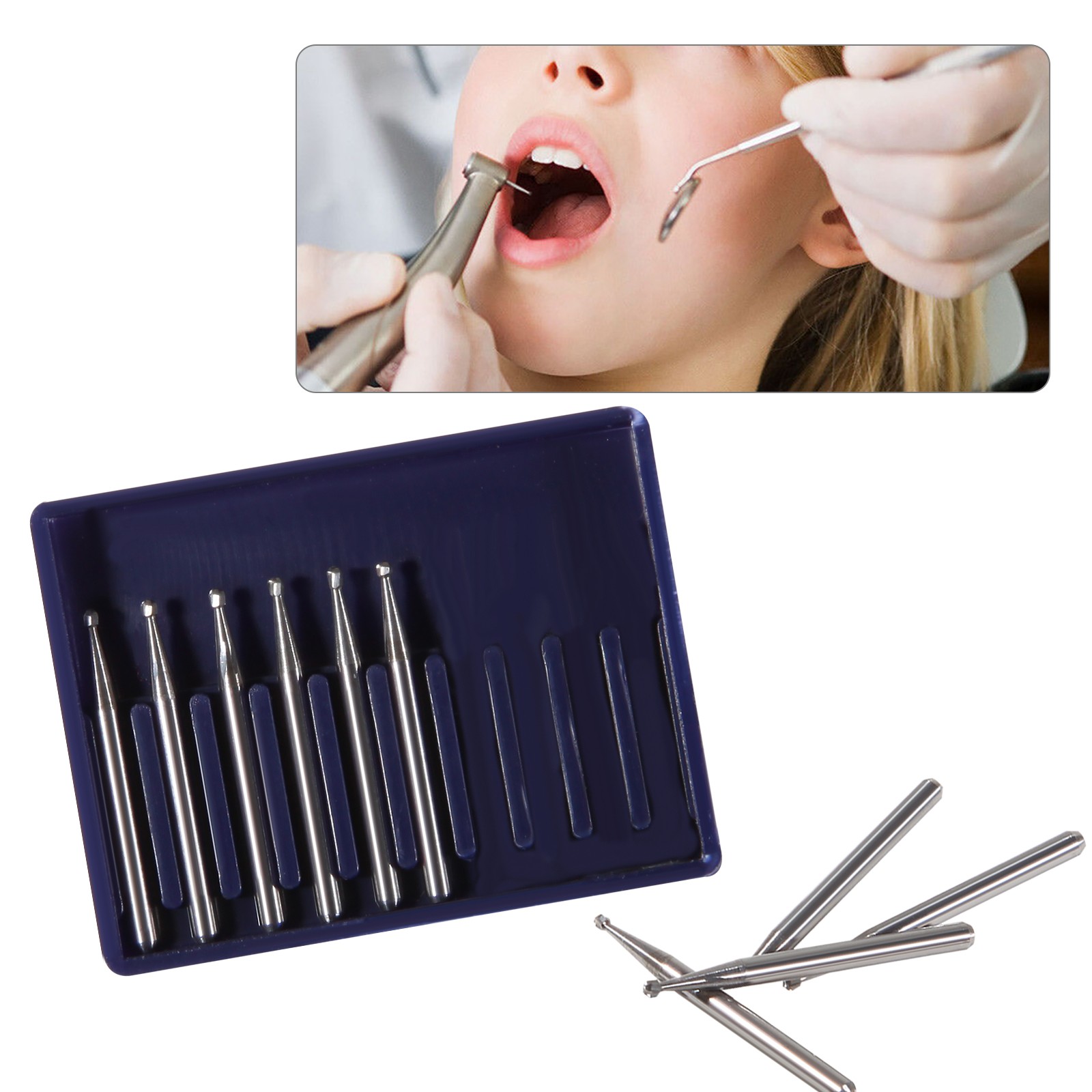 10 FG 1 Round Carbide Dental Burs High Speed Handpiece Friction Grip Drill Bits