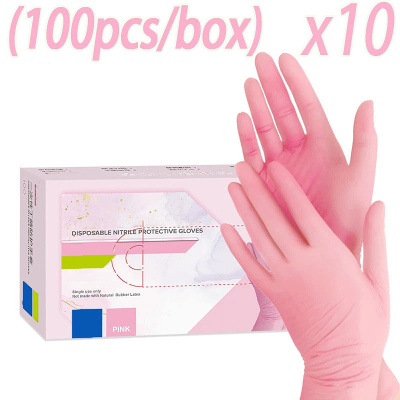 20/50/100/200/400/1000Pcs Pink Disposable Nitrile Cleaning Gloves, Suitable for
