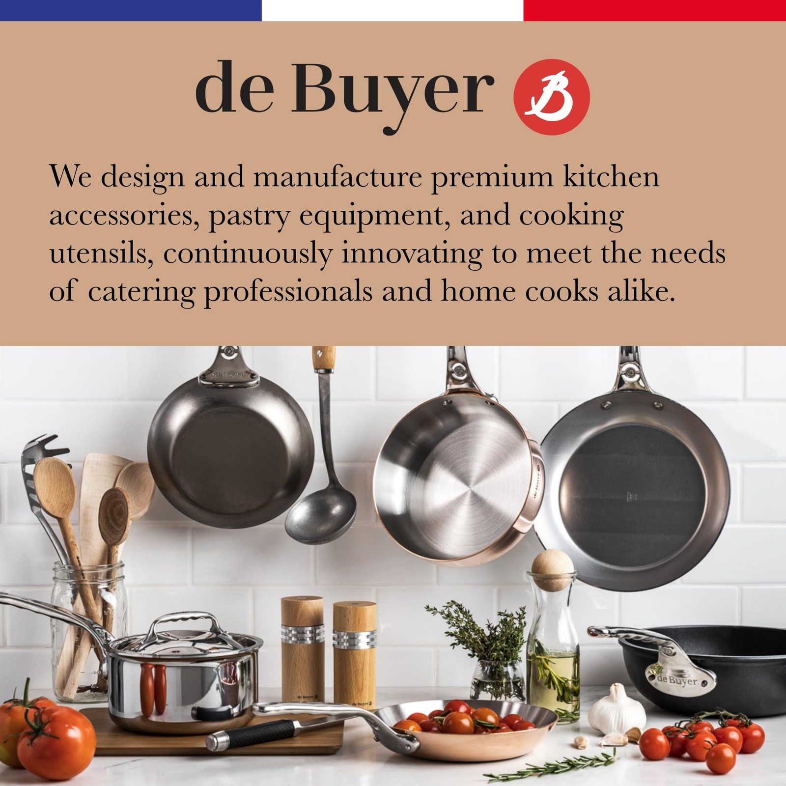 de Buyer MINERAL B Pro Carbon Steel Omelette Pan – 9.5” Diameter, 7.7̶