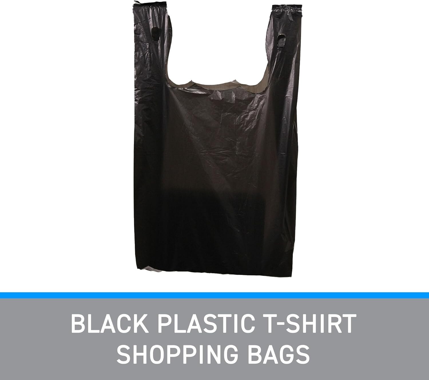 Grocery Bags 1000 Black Plastic Shopping Retail T Shirt 11 x 6 x 21″ Merchandise