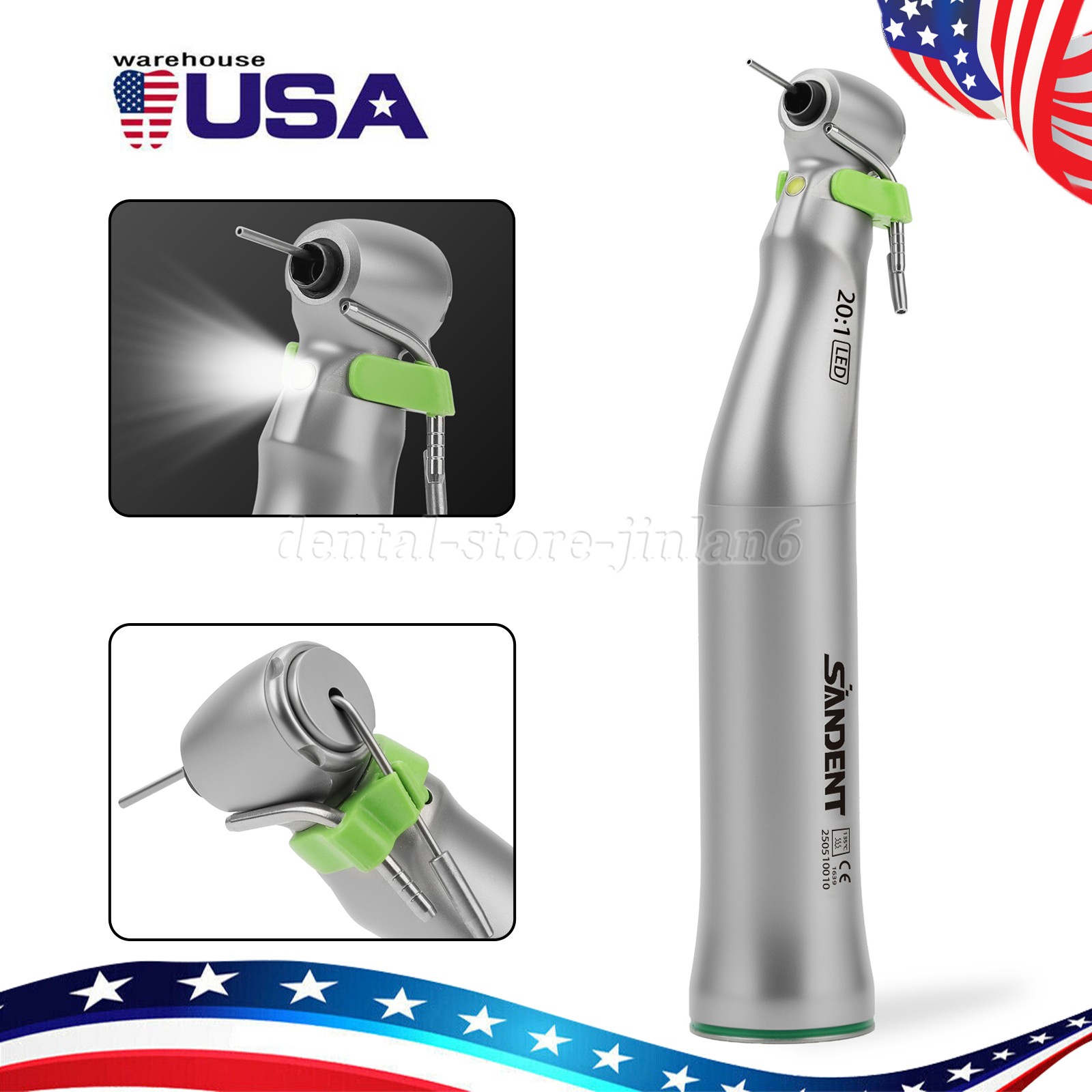 New WS-75 LG 20:1 LED+ Contra Angle E-Type for W&H Dental Implant Surgical Motor